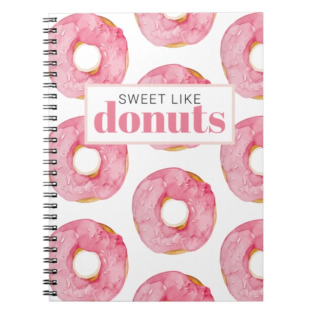 Caderno Espiral Citação Moderna Pink Watercolor Sweet Like Rosquin (Frente)