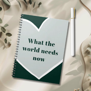Caderno Espiral Citação Motivacional do Coração Verde Pastel Emera