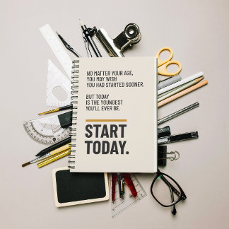 Caderno Espiral Citação Motivacional Minimalista para Começar Hoje