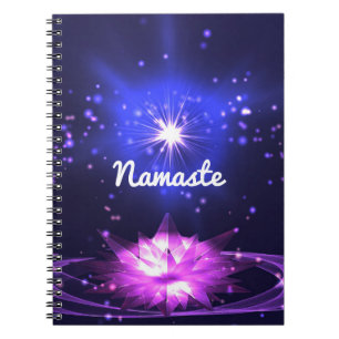 Caderno Espiral Citação Namaste Flor de Lótus e Estrela Cristal Ro