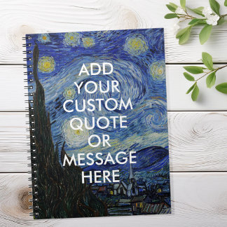 Caderno Espiral Citação Personalizada de Vincent Van Gogh Starry N