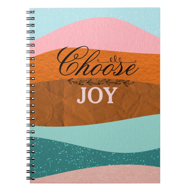 Caderno Espiral Citação positiva para Inspiração Boho Colorida (Frente)