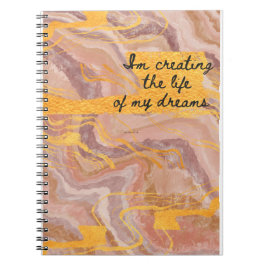 Caderno Espiral citação rosa e dourada