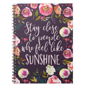 Caderno Espiral Citação Sunshine, Boho Inspiracional Motivacional
