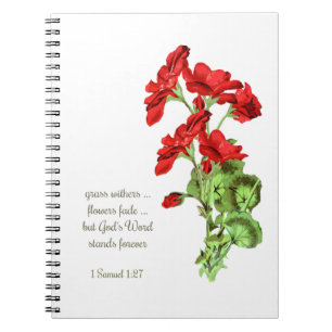Caderno Espiral Citações da flor do gerânio da escritura da