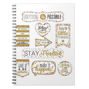 Caderno Espiral Citações Inspiracionais Coloridas