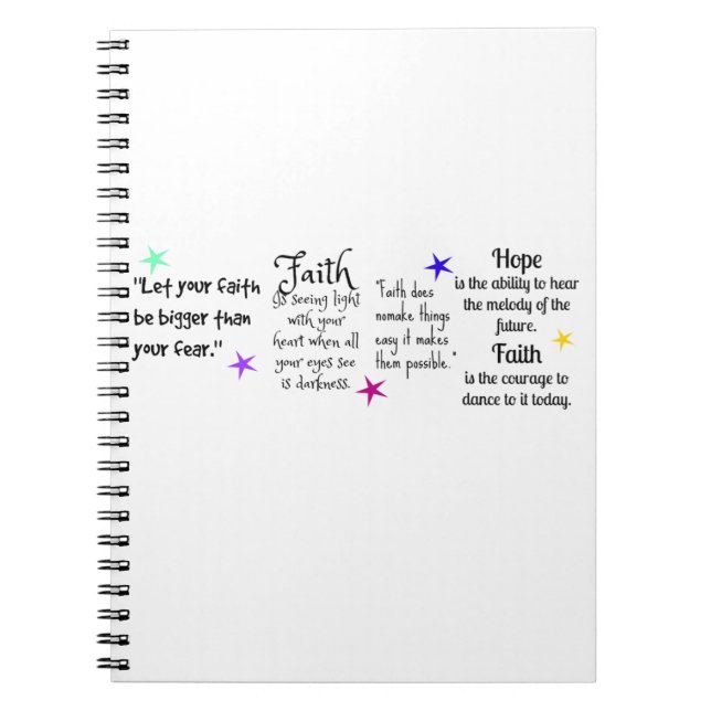 Caderno Espiral Citações inspiradoras sobre fé e esperança (Frente)
