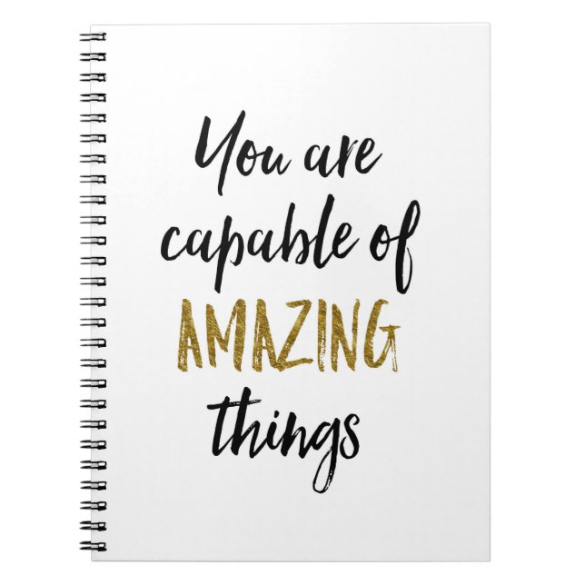 Caderno Espiral Citações inspiradores das coisas surpreendentes (Frente)