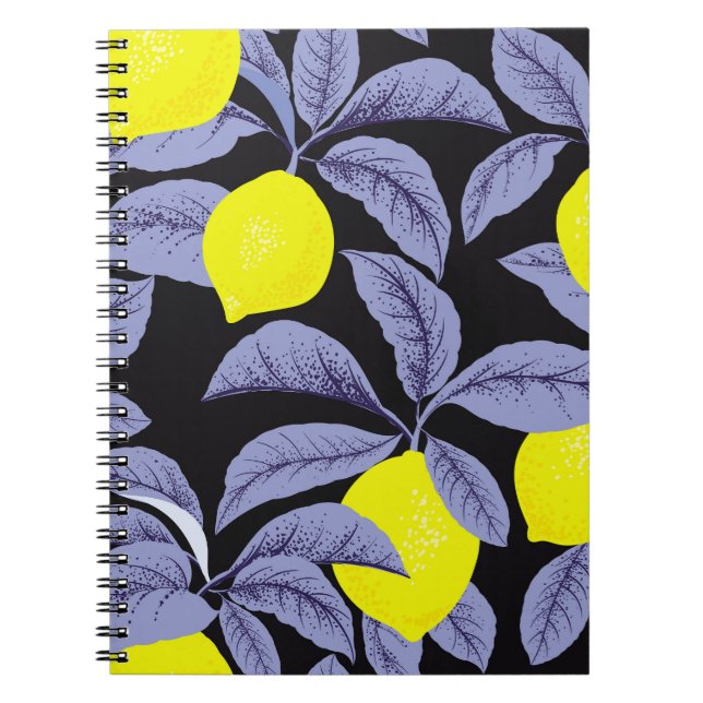 Caderno Espiral Citros limões, design de colheita botânica. (Frente)