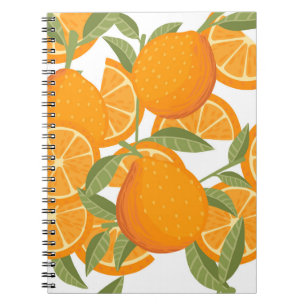 Caderno Espiral Citrus Delight: Padrão de Fruta Laranja