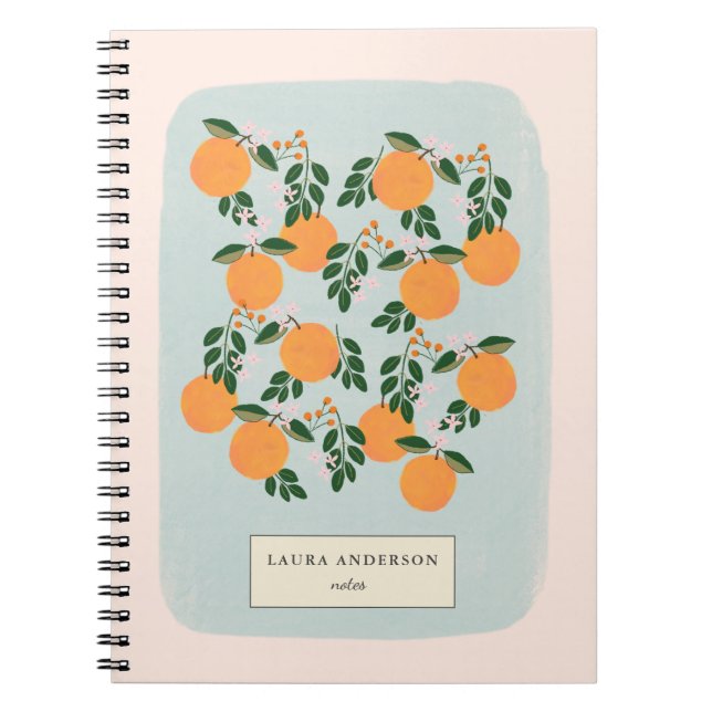 Caderno Espiral Citrus Laranja Elegante Personalizados (Frente)