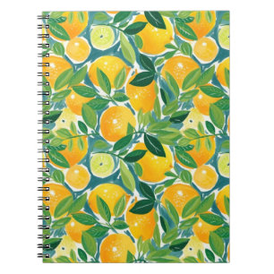 Caderno Espiral Citrus Tree Artisan Lemons Laranjas Limões colorid