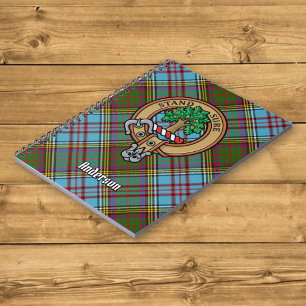 Caderno Espiral Clan Anderson Crest sobre Tartan