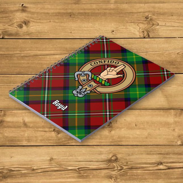 Caderno Espiral Clan Boyd Crest sobre Tartan (Criador carregado)