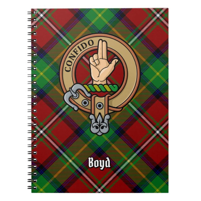 Caderno Espiral Clan Boyd Crest sobre Tartan (Frente)