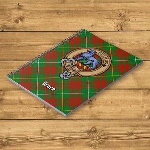 Caderno Espiral Clan Bruce Crest sobre caçar Tartan
