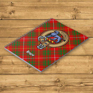 Caderno Espiral Clan Bruce Crest sobre Tartan