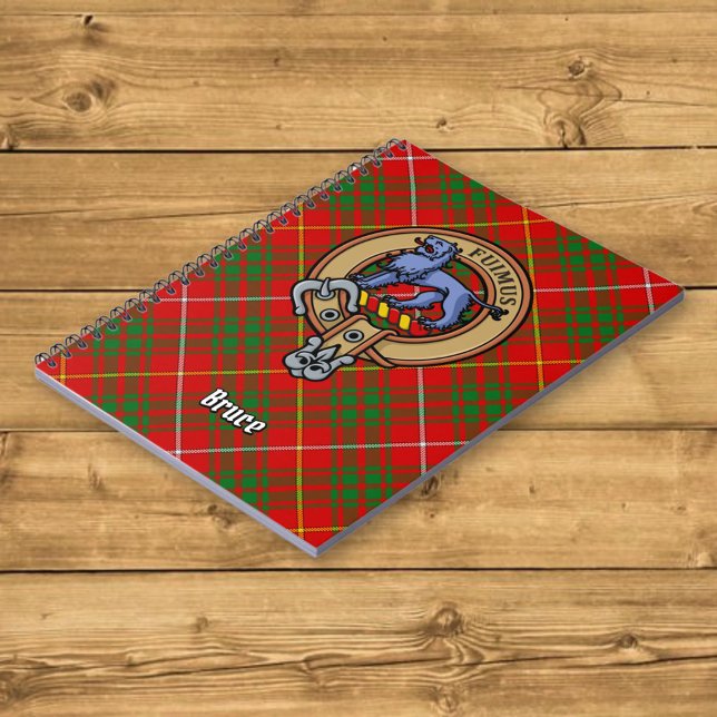 Caderno Espiral Clan Bruce Crest sobre Tartan (Criador carregado)