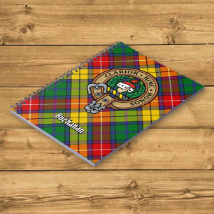 Caderno Espiral Clan Buchanan Crest sobre Tartan