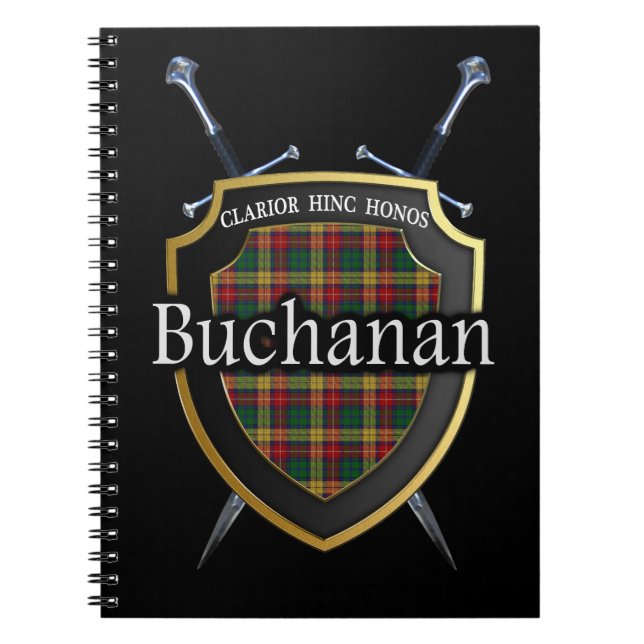 Caderno Espiral Clan Buchanan Tartan Shield & Swords (Frente)