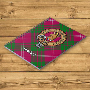 Caderno Espiral Clan Crawford Crest sobre Tartan