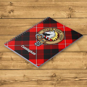 Caderno Espiral Clan Cunningham Crest sobre Tartan