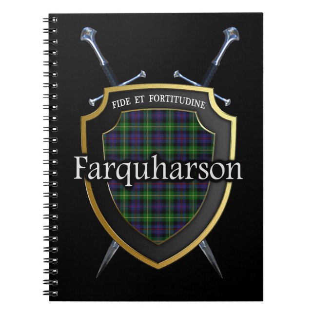 Caderno Espiral Clan Farquharson Tartan Shield e Espadas (Frente)