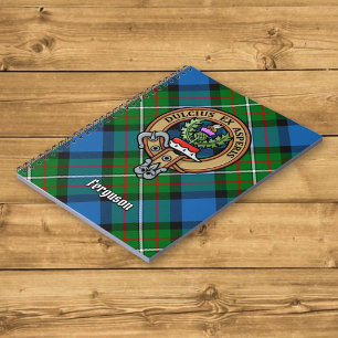 Caderno Espiral Clan Ferguson Crest sobre Tartan