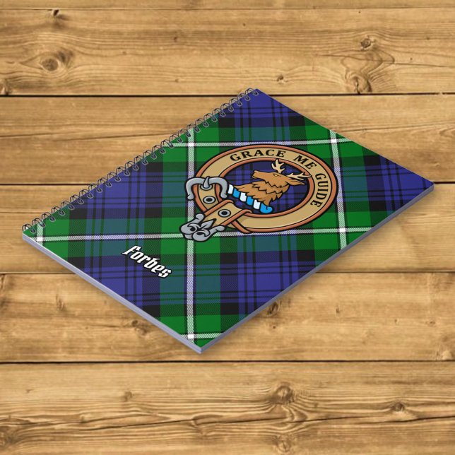 Caderno Espiral Clan Forbes Crest sobre Tartan (Criador carregado)