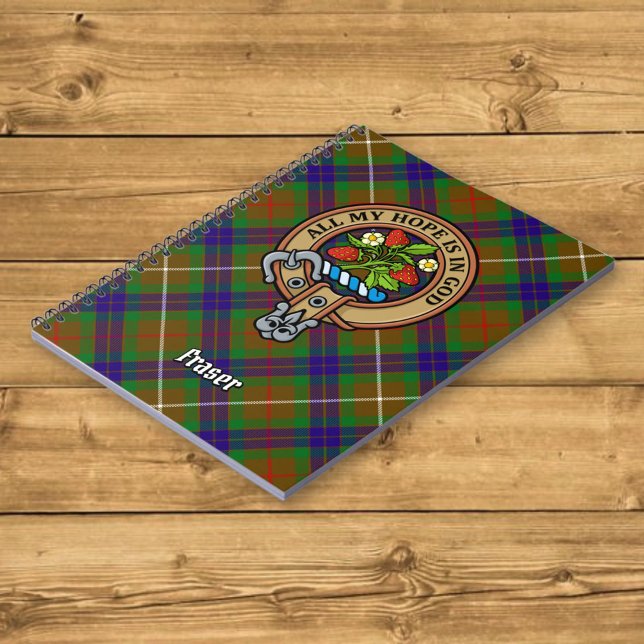 Caderno Espiral Clan Fraser Crest sobre caçar Tartan (Criador carregado)