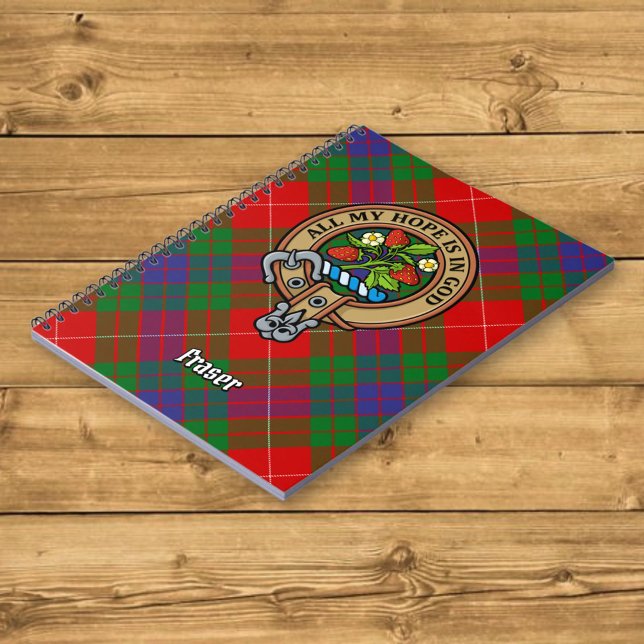 Caderno Espiral Clan Fraser Crest sobre Tartan (Criador carregado)