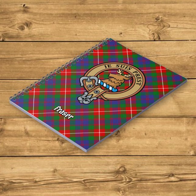 Caderno Espiral Clan Fraser do Lovat Crest sobre Tartan (Criador carregado)