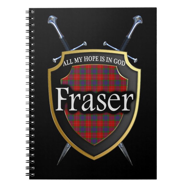 Caderno Espiral Clan Fraser Tartan Shield & Swords (Frente)