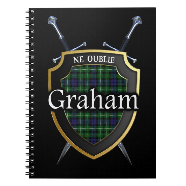Caderno Espiral Clan Graham Tartan Shield & Swords (Frente)