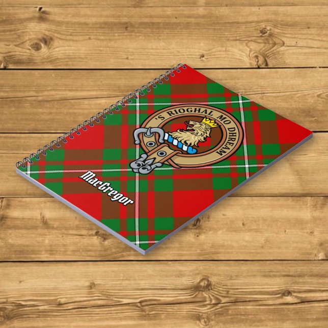 Caderno Espiral Clan Gregor Crest sobre Tartan (Criador carregado)