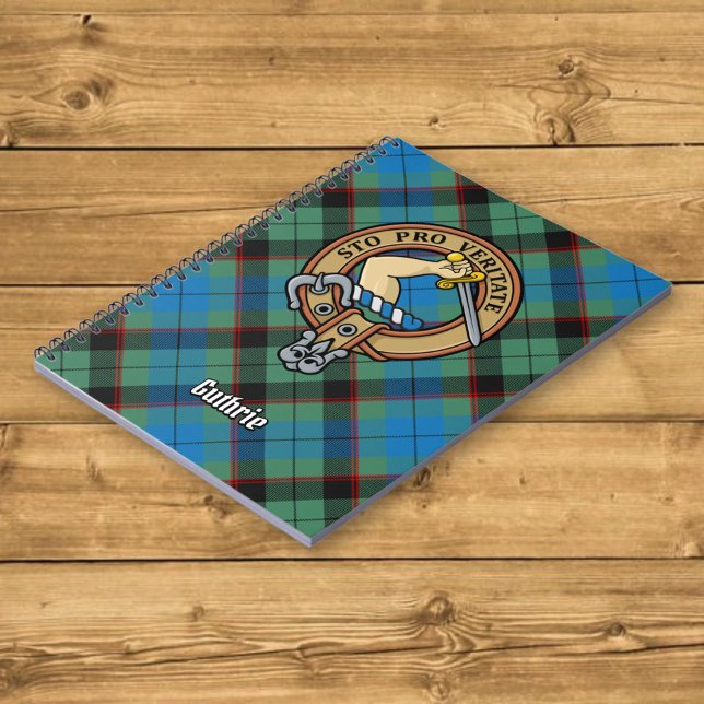 Caderno Espiral Clan Guthrie Crest sobre Tartan (Criador carregado)