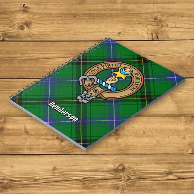 Caderno Espiral Clan Henderson Crest sobre Tartan (Criador carregado)