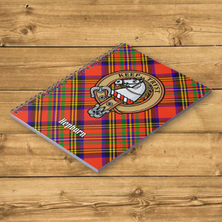 Caderno Espiral Clan Hepburn Crest sobre Tartan