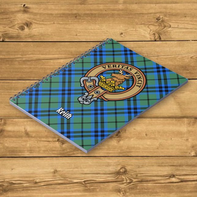 Caderno Espiral Clan Keith Crest sobre Tartan (Criador carregado)