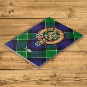 Caderno Espiral Clan Leslie Crest sobre caçar Tartan