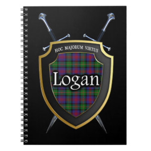 Caderno Espiral Clan Logan Tartan Shield & Swords
