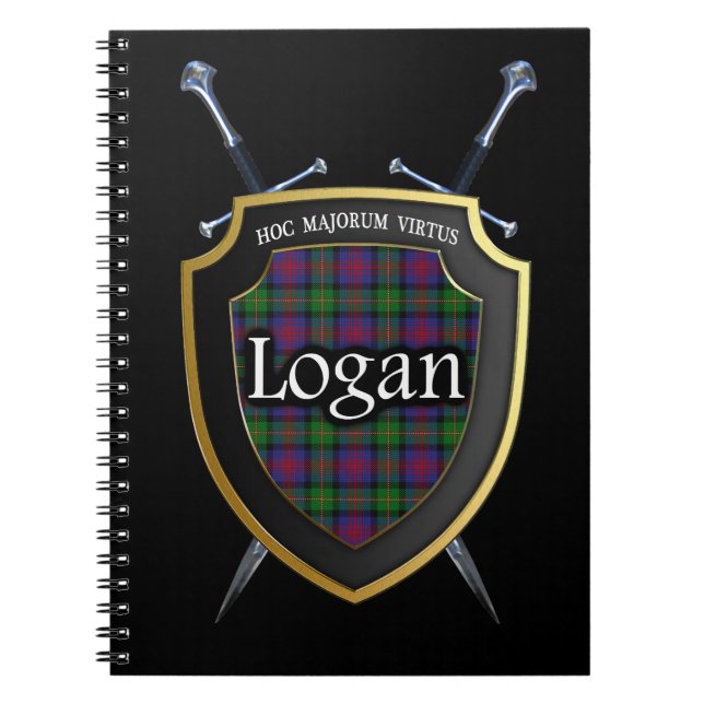 Caderno Espiral Clan Logan Tartan Shield & Swords (Frente)