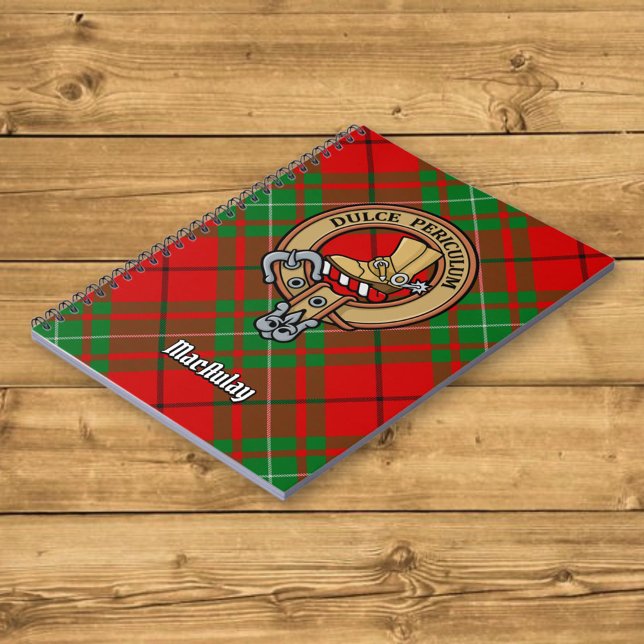 Caderno Espiral Clan MacAulay Crest sobre Tartan (Criador carregado)