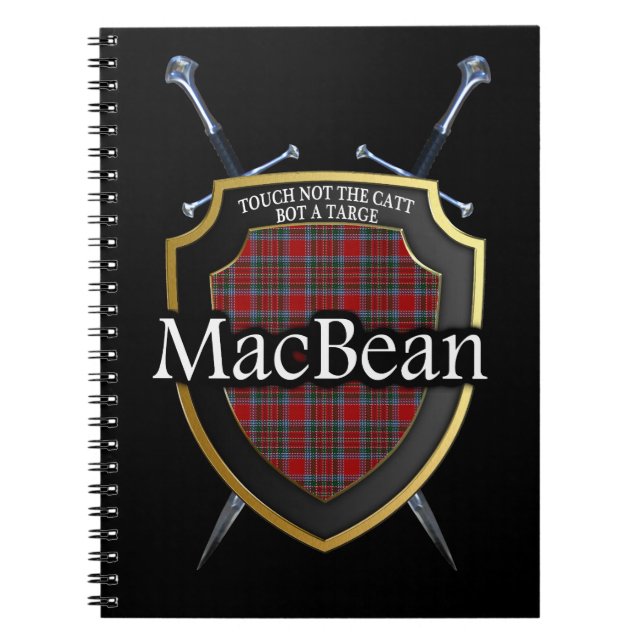 Caderno Espiral Clan MacBean Tartan Shield & Swords (Frente)
