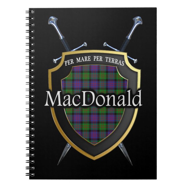 Caderno Espiral Clan MacDonald Tartan Shield & Swords (Frente)