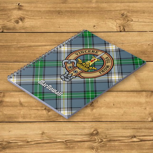 Caderno Espiral Clan MacDowall Crest sobre Tartan (Criador carregado)
