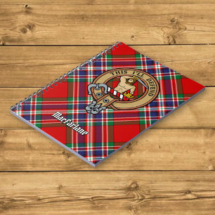 Caderno Espiral Clan MacFarlane Crest sobre Red Tartan
