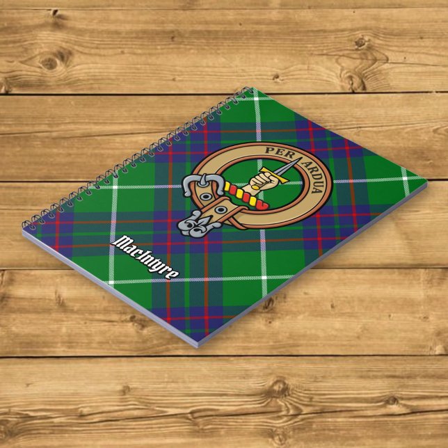 Caderno Espiral Clan MacIntyre Crest sobre Tartan (Criador carregado)