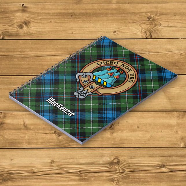 Caderno Espiral Clan MacKenzie Crest sobre Tartan (Criador carregado)