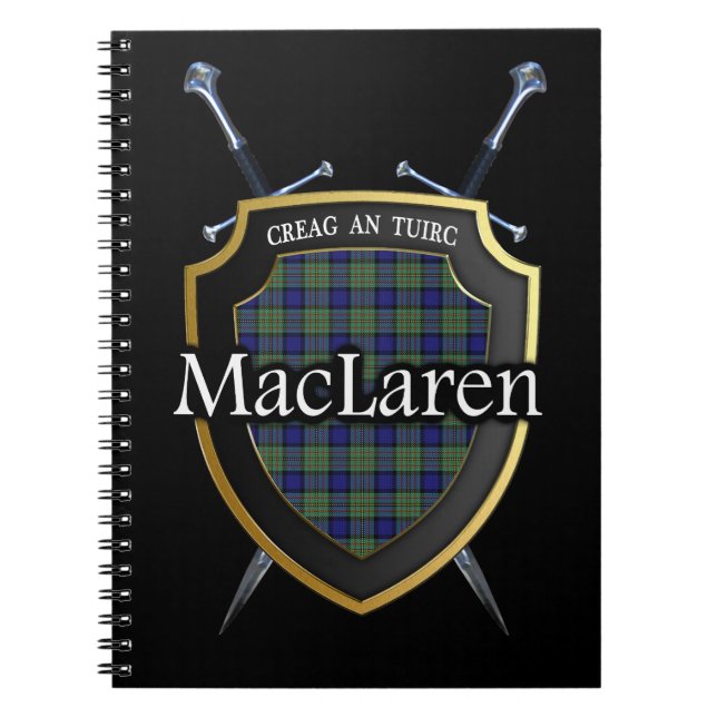 Caderno Espiral Clan MacLaren Tartan Shield & Swords (Frente)
